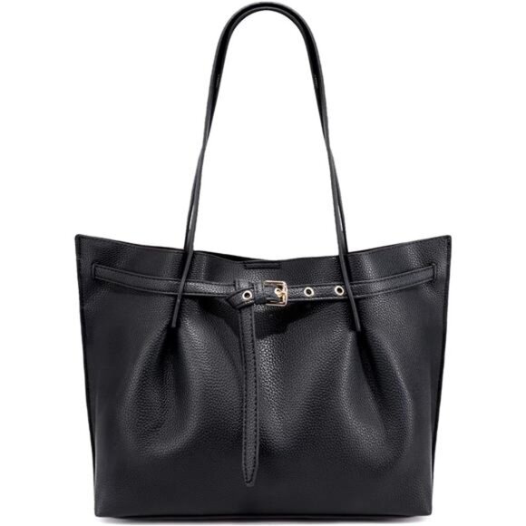 Handbags - Tote Bag with Belted Detailing Black